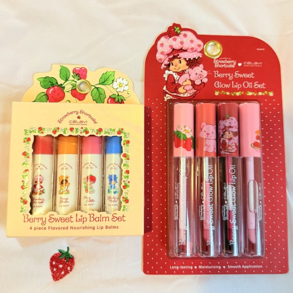 Strawberry Shortcake Berry Sweet Glow Lip Oil & Balm Celavi 2 Pack Bundle